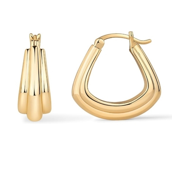 Pavui Jewelry - 14K Gold Plated Geometric Hoop Triangle Huggie Earrings